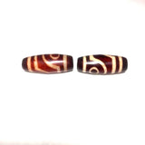 Tibet Agate Dzi Bead Orange Red Big men 2eyes Tiger teeth 13*33mm