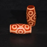Tibet Agate Dzi Bead Orange Tortoiseshell 9 Eyes 15*31mm Dragon Agate Beads