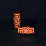 Tibet Agate Dzi Bead Orange Tortoiseshell 9 Eyes 15*31mm Dragon Agate Beads