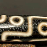 Tibet Amulet Totem 9 Eyes DZI Agate Beads Black/White Line Weathered Pattern