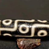 Tibet Amulet Totem 9 Eyes DZI Agate Beads Black/White Line Weathered Pattern