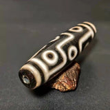 Tibet Amulet Totem 9 Eyes DZI Agate Beads Black/White Line Weathered Pattern