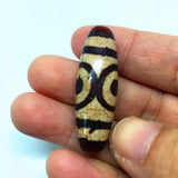 Tibet Red Agate 3-Eye Pendant 12x38mm Amulet Dzi Bead DIY Bracelet