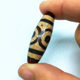Tibet Red Agate 3-Eye Pendant 12x38mm Amulet Dzi Bead DIY Bracelet