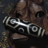 Tibet Black/White Tortoiseshell 9 Eyes Pattern Totem DZI Beads 49*50mm