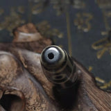 Tibet Black/White Tortoiseshell 9 Eyes Pattern Totem DZI Beads 49*50mm