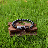 Tibet Black/white 9 Eyes Agate DZI 8mm Tiger Eye Bracelet
