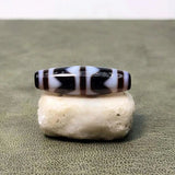 Tibet Black/white Double Tiger teeth Agate DZI Beads 12*38mm