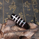 Tibet Blood-stained Dragon Pattern Agate Dzi Black/White 5-Line Totem