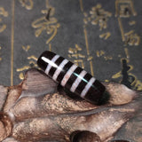 Tibet Blood-stained Dragon Pattern Agate Dzi Black/White 5-Line Totem