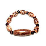 Tibet Brown Red Agate DZI Bead Tiger's Eye Stone Amulet Bracelet