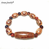 Tibet Brown Red Agate DZI Bead Tiger's Eye Stone Amulet Bracelet