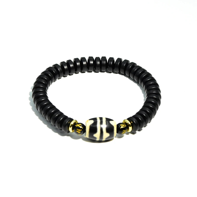 Tibet DZI Bracelet Daluo Double Tiger Tooth Totem Agate Beads