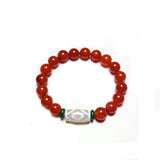 Tibet Diamond Tiger Tooth Totem Agate Dzi Red Dragon Bracelet