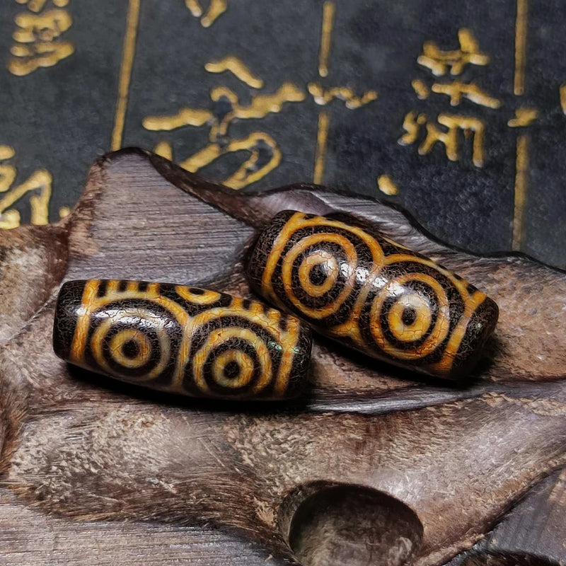 Tibet Dragon's Eye Totem Incense Offering Agate DZI Maroon Beads