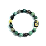 Tibet Dzi Bead Bracelet Natural Agate 9.8mm Dark Green Bead Bracelet