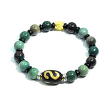 Tibet Dzi Bead Bracelet Natural Agate 9.8mm Dark Green Bead Bracelet