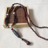 Tibet Ethnic Style Natural 21 Eyed Dzi Beads Charm Pendant Necklace