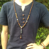 Tibet Ethnic Style Natural 21 Eyed Dzi Beads Charm Pendant Necklace