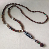 Tibet Ethnic Style Natural 21 Eyed Dzi Beads Charm Pendant Necklace