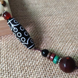 Tibet Ethnic Style Natural 21 Eyed Dzi Beads Charm Pendant Necklace