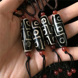 Tibet Nine-eyed Dzi Beads Fired Dzi Bead Pendant Necklace