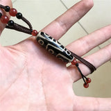 Tibet Nine-eyed Dzi Beads Fired Dzi Bead Pendant Necklace