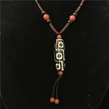Tibet Nine-eyed Dzi Beads Fired Dzi Bead Pendant Necklace