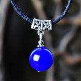 Tibet Silver Gemstone Pendant Necklace with Tassel
