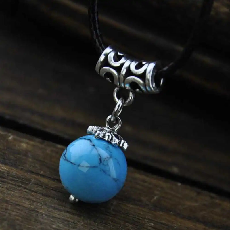 Tibet Silver Gemstone Pendant Necklace with Tassel