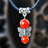 Red Jade Beads Pendant Necklace Dark Matter Bless Calming Chakra Mental Style