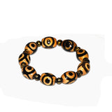 Tibet Yellow 3 Eyes 16mm Agate DZI Bracelet Men Women Amulet Jewelry