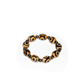 Tibet Yellow 3 Eyes 16mm Agate DZI Bracelet Men Women Amulet Jewelry