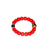 Tibet Yellow 3 Eyes 16mm Agate DZI Red Glaze Stringed Bracelet
