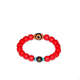 Tibet Yellow 3 Eyes 16mm Agate DZI Red Glaze Stringed Bracelet