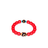 Tibet Yellow 3 Eyes 16mm Agate DZI Red Glaze Stringed Bracelet
