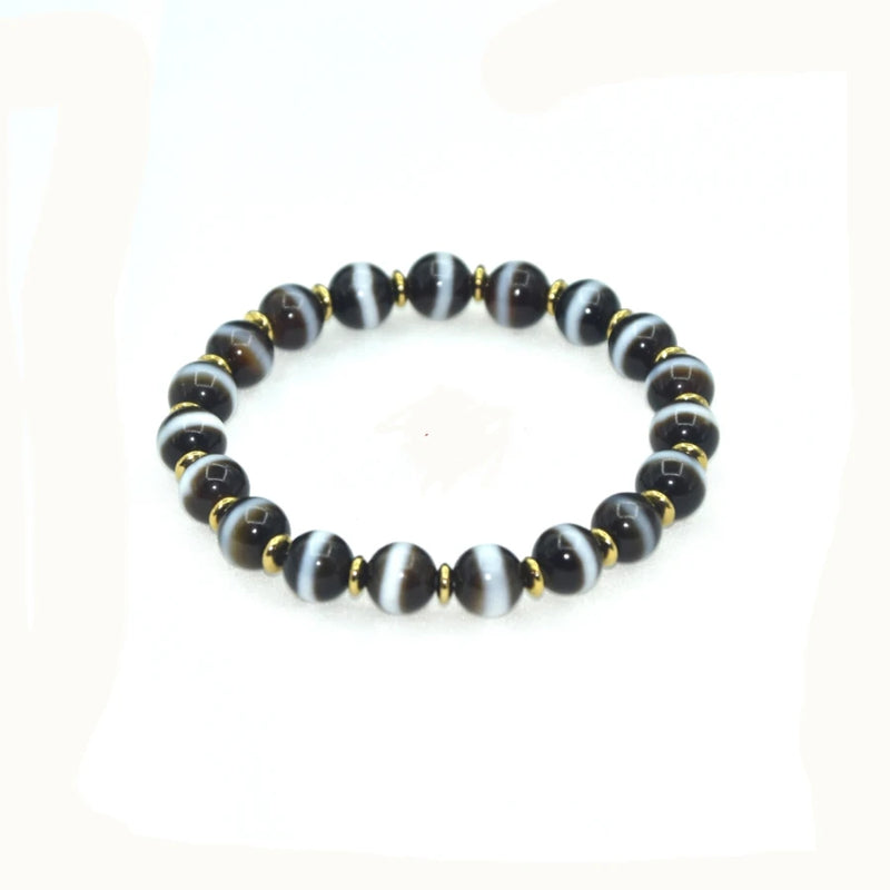 Tibet Agate DZI 9mm Beaded Bracelet Female Jewelry