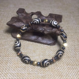 Tibet Old 2 Eyes Agate DZI Ladies Bracelet with Beads