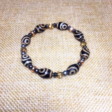 Tibet Old 2 Eyes Agate DZI Ladies Bracelet with Beads