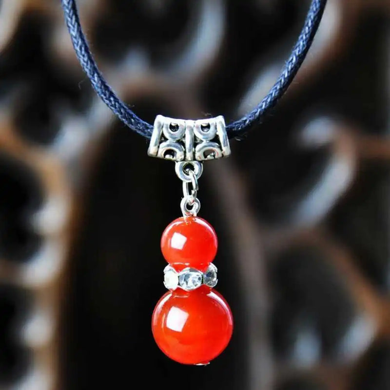 Tibet Silver Carnelian Beads Pendant Necklace Cowhide Rope Restore Bless Chain