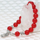 Red Jade Chalcedony Stone Bracelet Jewelry 7.5 inch