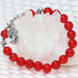 Red Jade Chalcedony Stone Bracelet Jewelry 7.5 inch