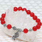 Red Jade Chalcedony Stone Bracelet Jewelry 7.5 inch