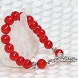 Red Jade Chalcedony Stone Bracelet Jewelry 7.5 inch