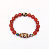 Tibetan 3-eye Money Hook Big Men Totem Beige/Brown Black/White Dzi 10mm Bracelet