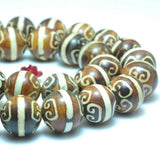 Tibetan Agate Dzi Round Beads Gemstone Bracelet Necklace DIY Jewelry