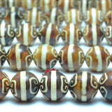 Tibetan Agate Dzi Round Beads Gemstone Bracelet Necklace DIY Jewelry