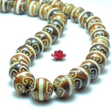 Tibetan Agate Dzi Round Beads Gemstone Bracelet Necklace DIY Jewelry