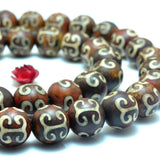 Tibetan Agate Dzi Palindrome Round Beads Gemstone Semi Precious Stone