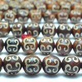 Tibetan Agate Dzi Palindrome Round Beads Gemstone Semi Precious Stone